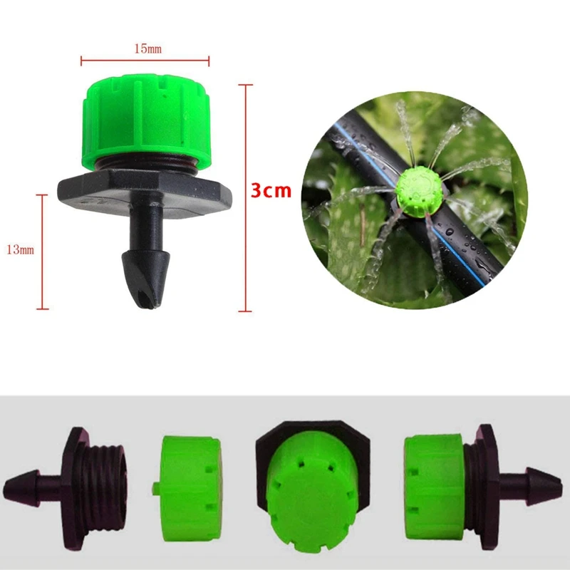 

200Pcs 8 Holes Adjustable to Close the Flow Dripper Mini Drip Irrigation Sprinkler Green Garden Supplies
