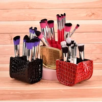 makeup brushes holder fashion protable organizer case brush pu leather pen holder storage cosmetic bag make up tools whole sale