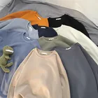 Женская однотонная толстовка, толстовки, Женский Повседневный теплый пуловер с длинным рукавом, одежда, толстый свитшот, корейская мода