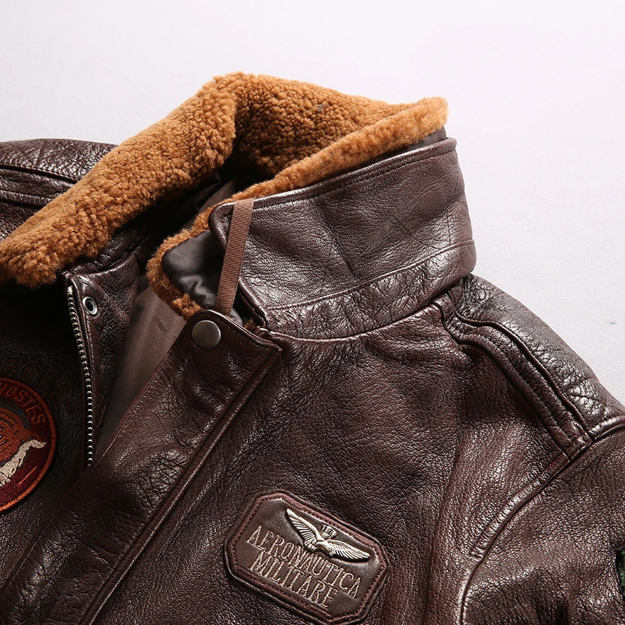 Полета air force меховой воротник натуральная кожа мужские стройная фигура короткий