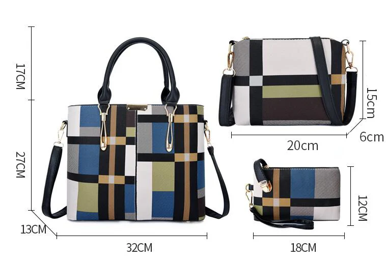 SMOOZA Luxury Handbags 2021 Plaid Women's Bags Designer Tassel Purses And Shoulder Bag Set 4 PCS/Set Female Bolsa Feminina | Багаж и