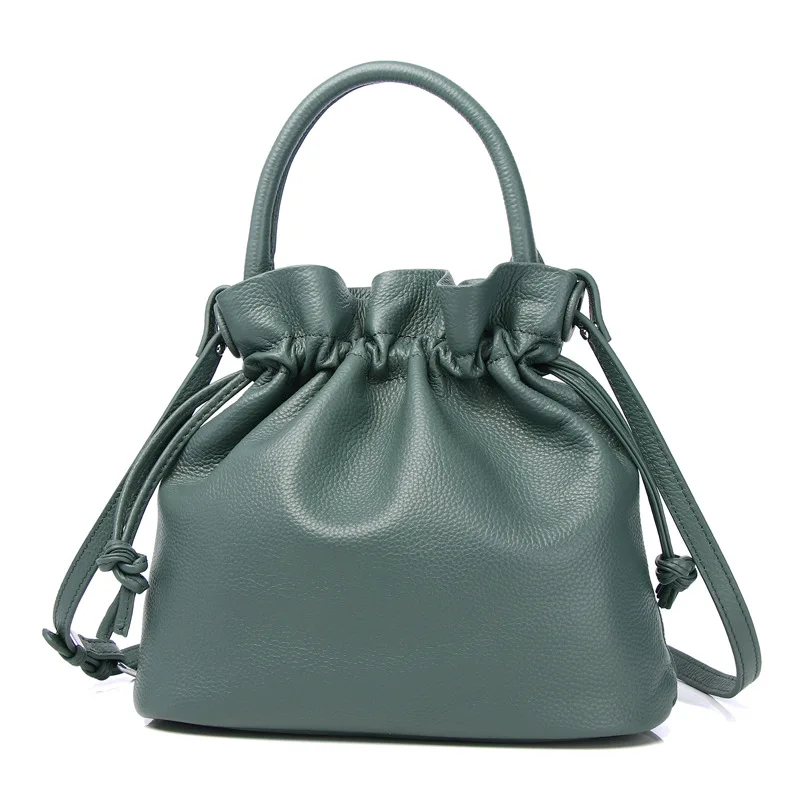 

2021New Casual Genuine Leather Shoulder Bags High Quality Bucket Ladies Hand Bags Luxury Designer Women Handbags Bolsas Feminina
