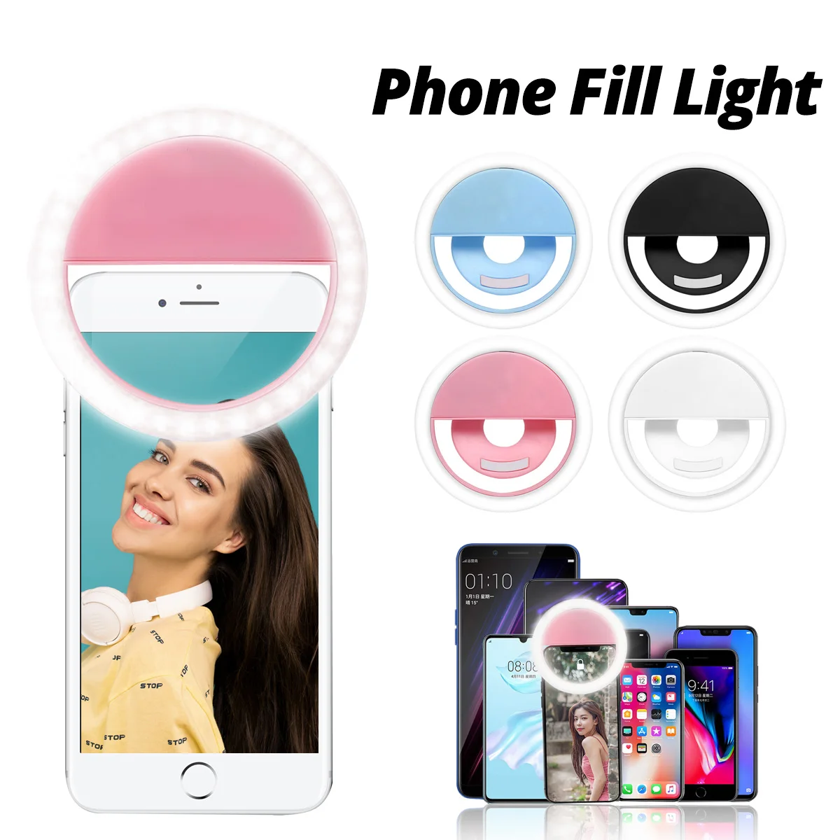 

Selfie Ring Light for Mobile Phone Video Light Lighting Camera Portable Dry Battery Dimmable Light Makeup Mini Round Fill Light