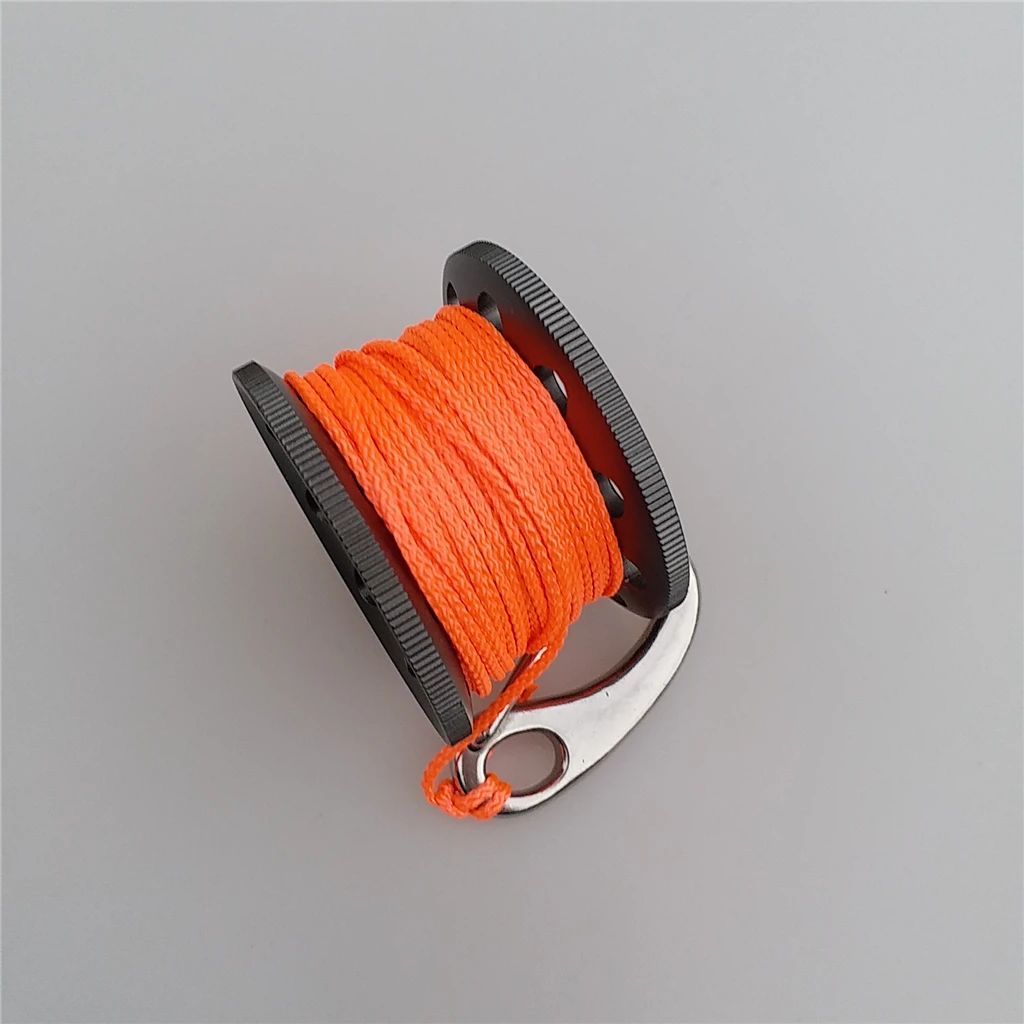 Finger Reel Wreck Scuba Tech Diving Spool 10m/98ft Line Rope with Stainless Clip Scuba Dive Line Rope Guide