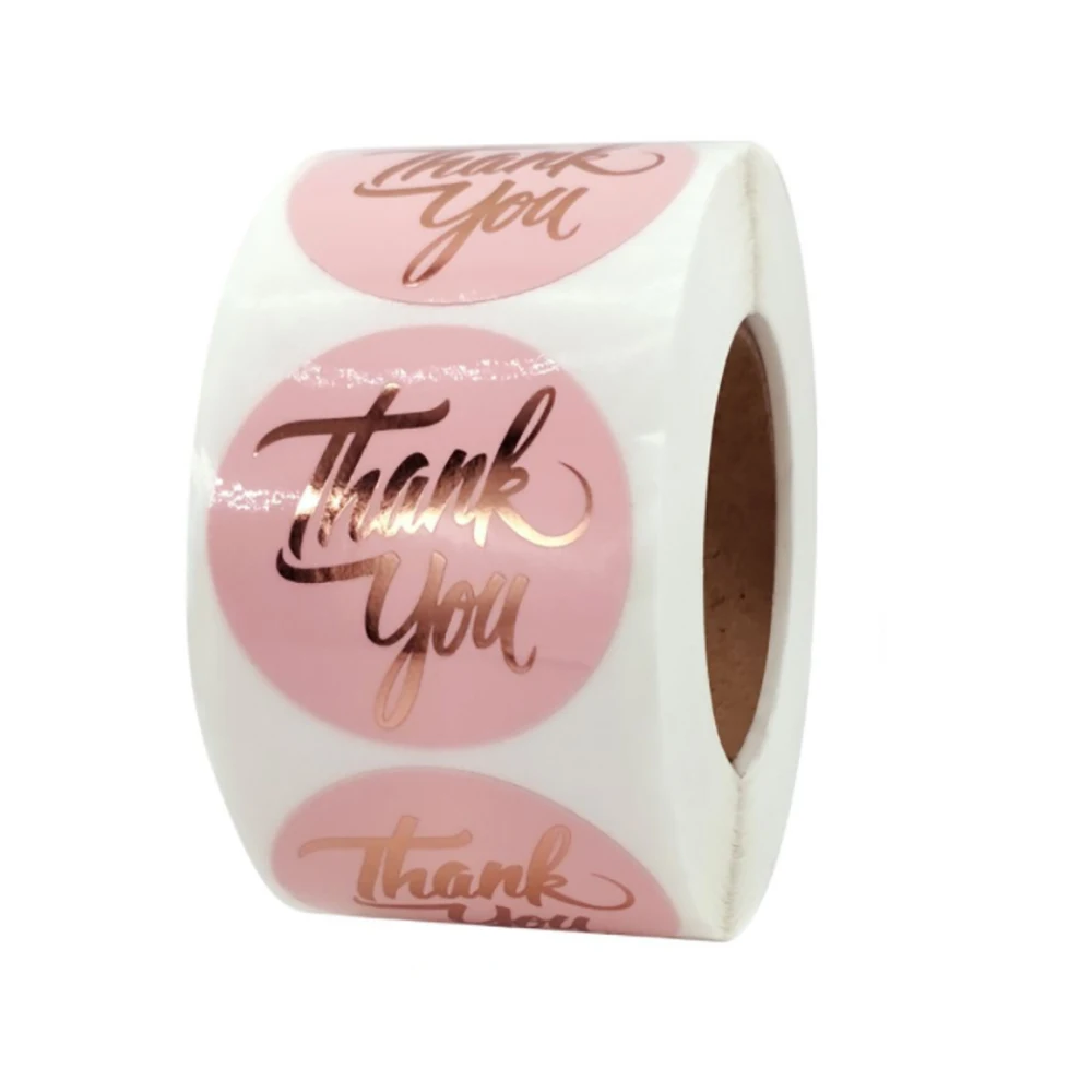 

100-500pcs 38mm/1.5inch Pink Thank You Stickers Gold Foil Label Stickers For Wedding Party Gift Card Stationary Decor Stickers