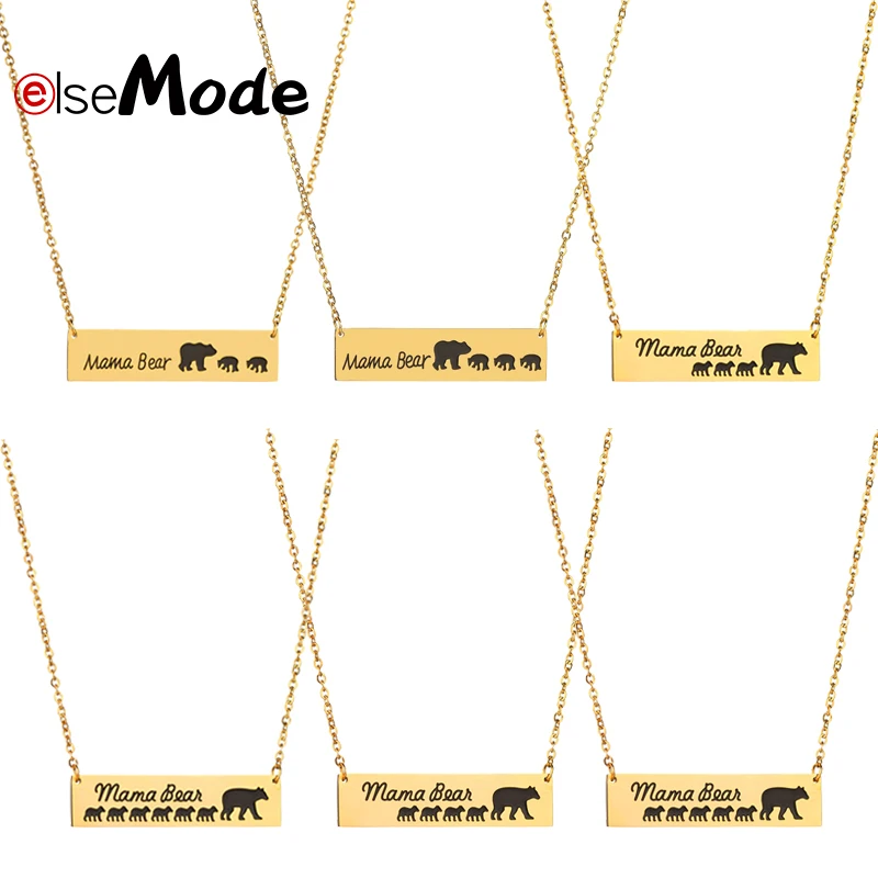 Ожерелье ELSEMODE из нержавеющей стали с подвеской в виде медведя мама 6