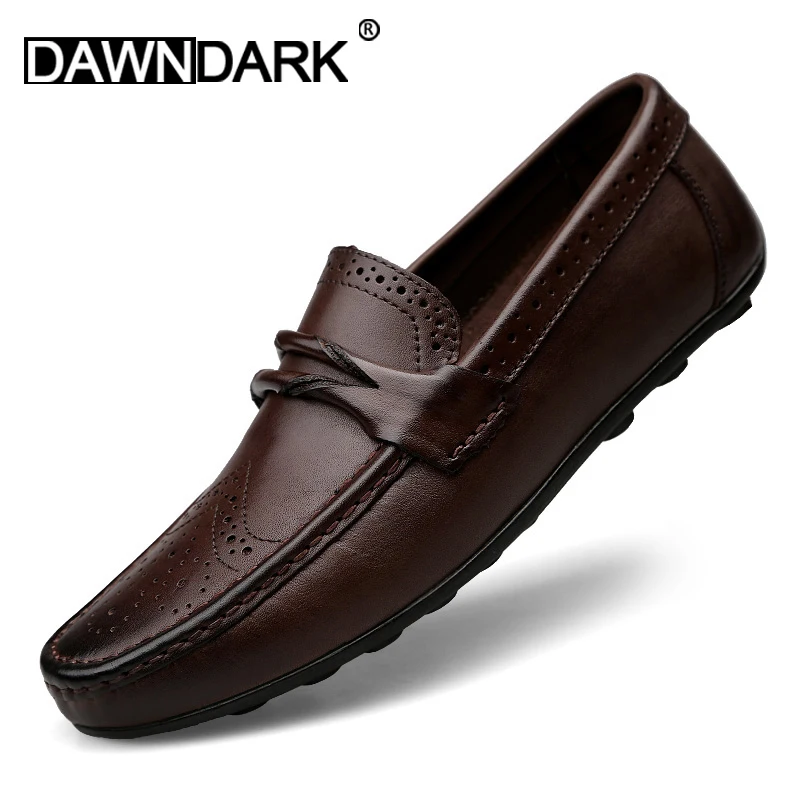 Туфли мужские из натуральной кожи лоферы на плоской подошве роскошные