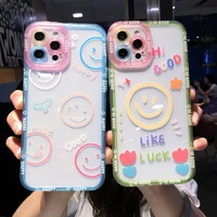 cute cartoon smile flower clear phone case for iphone 13 pro max 12 11 x xs xr 7 8 plus couple transparent soft shockproof cover