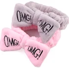 Женская Мягкая повязка для волос с бантом, повязка на голову с надписью OMG для мытья лица, милые головные уборы для девочек, повязки для волос из кораллового флиса, аксессуары для волос
