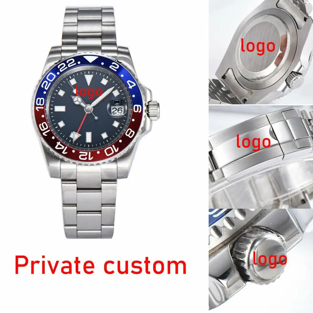 Сделай Сам логотип на заказ 40 мм стерильный циферблат сапфировое стекло GMT