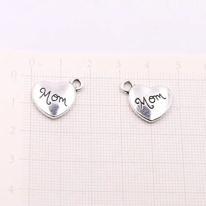 10 шт 30 Тибетский серебристый металлический Подвески мама сердце подвески оптом