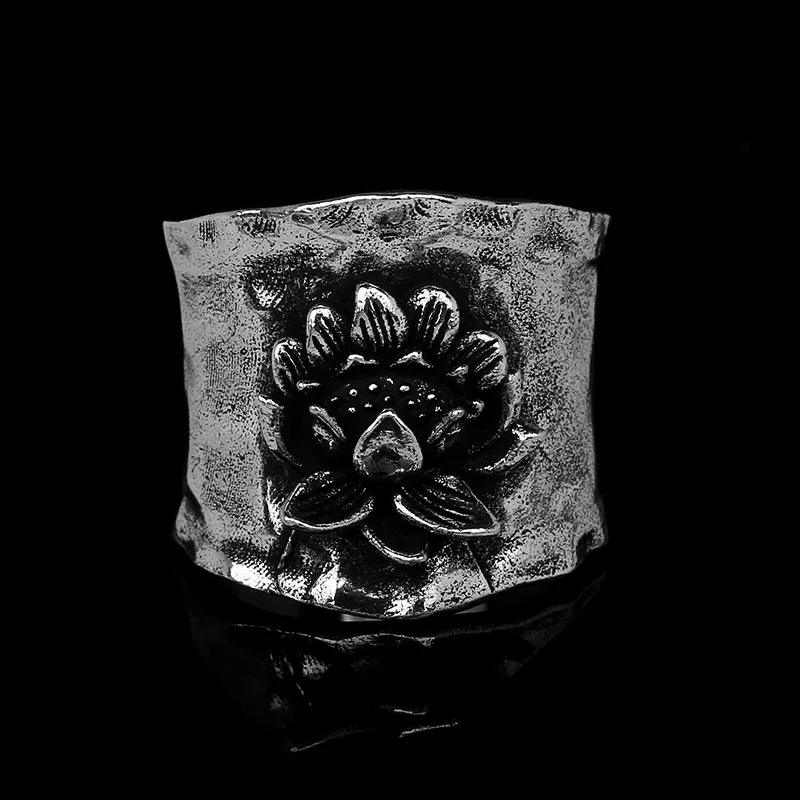 

2021 NEW Bohemia S925 Silver Hand Carved Flower Spoon Shape Ring For Women Punk Daily Office Engagement Gift Jewelry wholesale