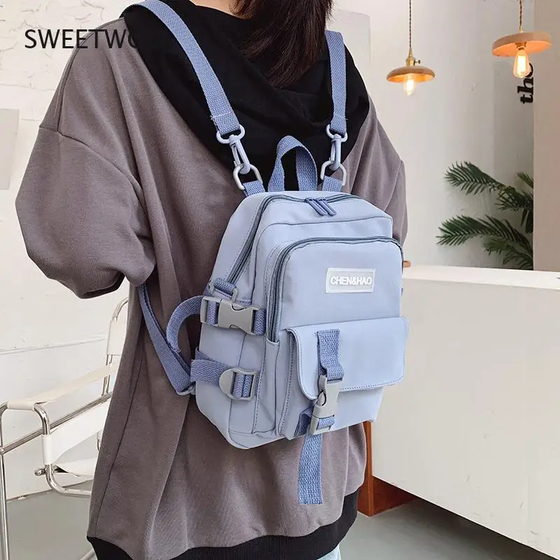 Bolsa de Ombro Bolsa de Escola para Adolescentes Moda Pequena Mochila Lona Feminina Mini Anti-roubo Meninas Escola