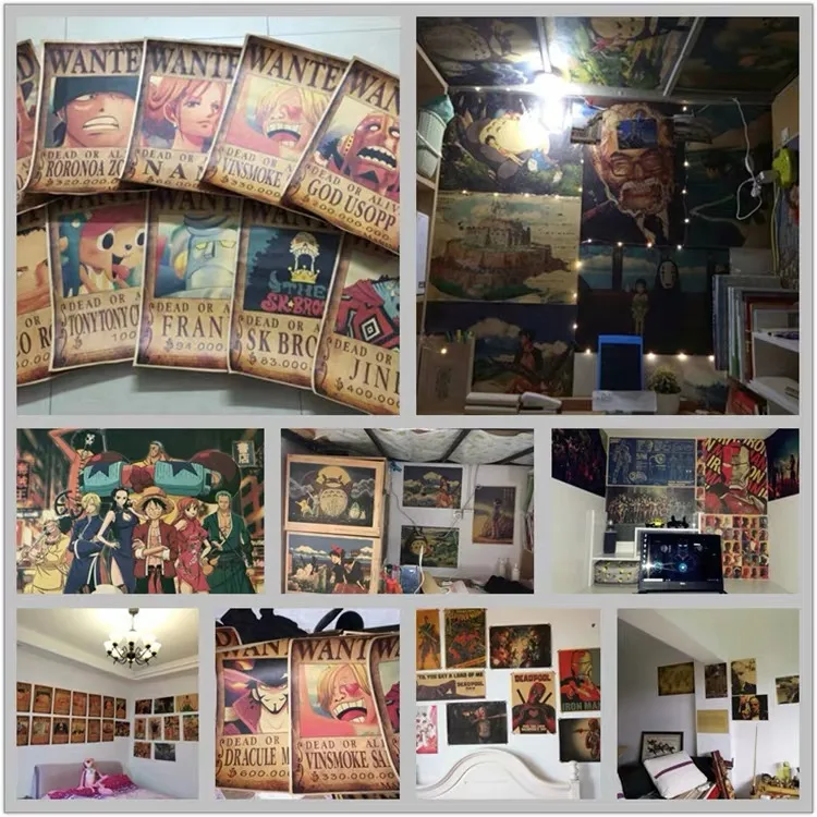 

Japanese Anime One Piece Retro Poster Kraft Paper Wallpaper High Quality Painting Home Decoration Wall Stickers
