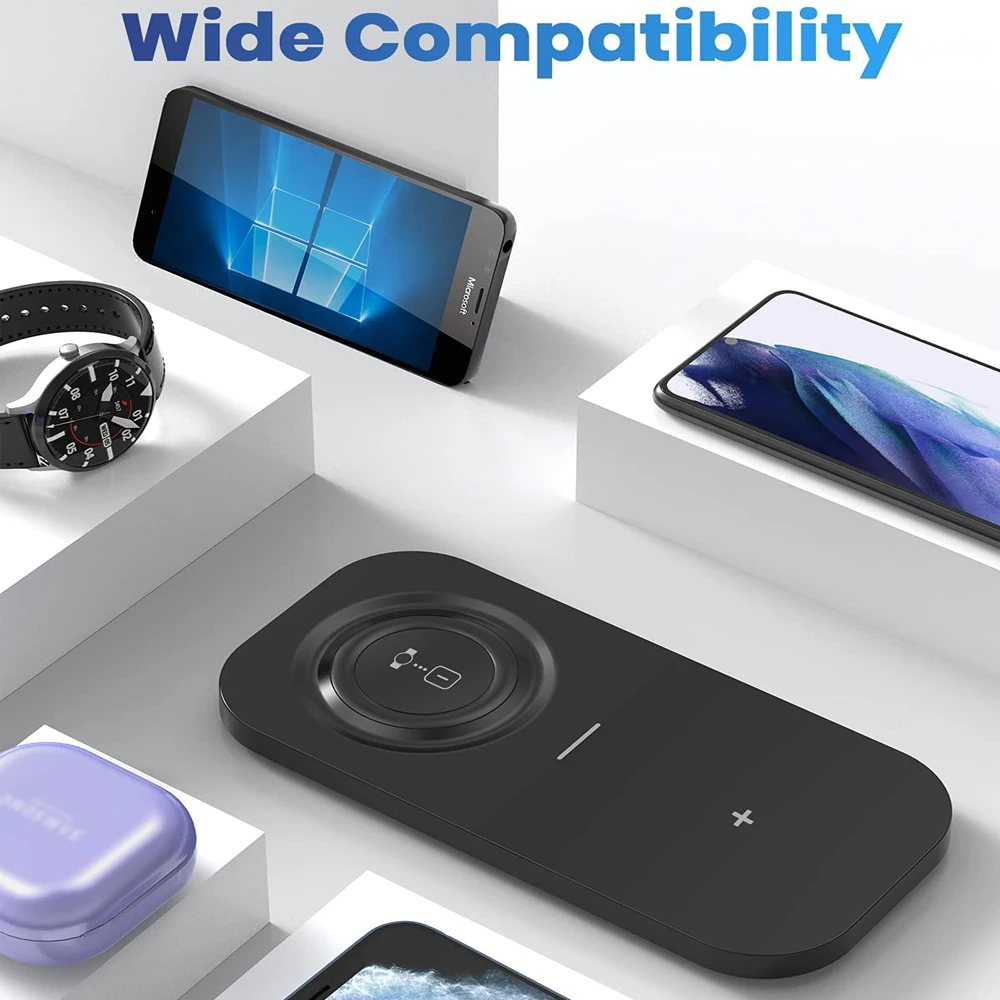 

Беспроводная зарядная площадка Qi для Samsung Galaxy S21, S20, S10, Note 20, для Iphone 13, 12, 11, быстрая зарядная станция, беспроводное зарядное устройство для те...