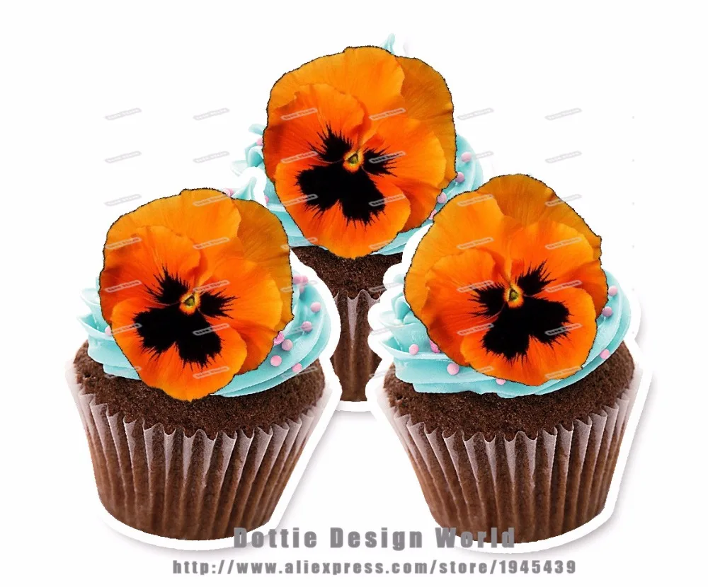 24 ораджевый анютины глазки цветок съедобный торт фигурки жениха и невесты Вафли