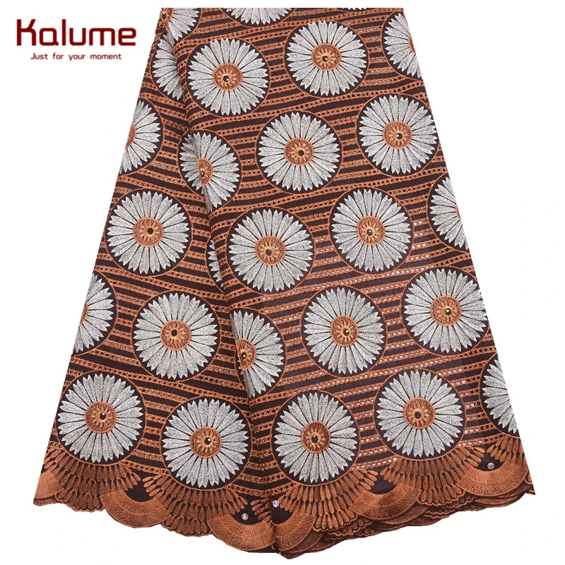 Новейший дизайн африканская швейцарская хлопчатобумажная кружевная ткань Kalume