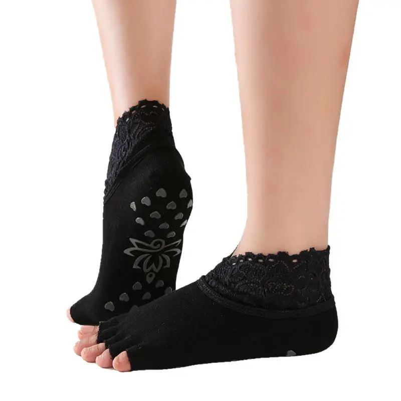 

Women Yoga Anti-slip Socks Backless Silicone Anti-slip 5 Toe Socks Ladies Ballet Dance Gym Fitness Pilates Cotton Socks