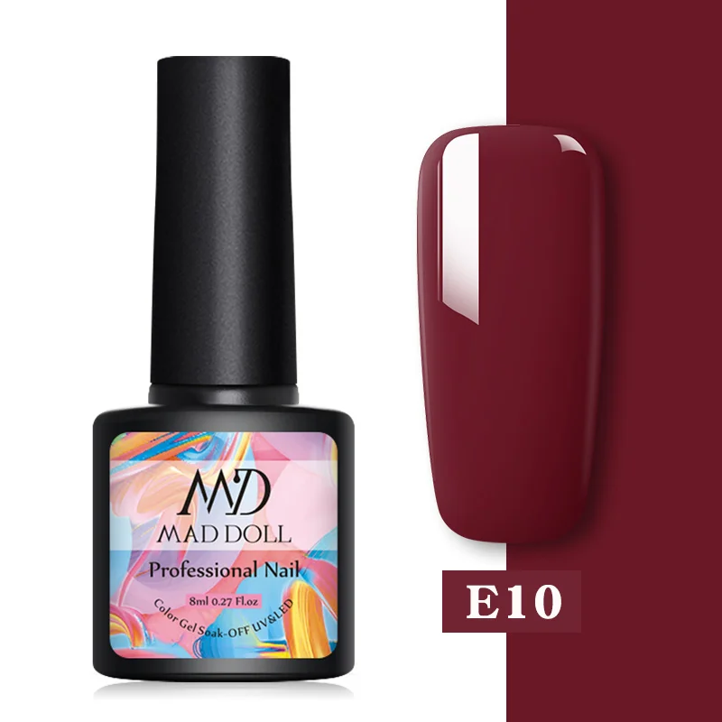 E10 MAD DOLL, 8 мл, гель для ногтей, цветной, для осени и зимы, серия, замачивается, УФ Гель-лак, Полупостоянный, для дизайна ногтей, сделай сам, клей, Гель-лак - Цвет: E10