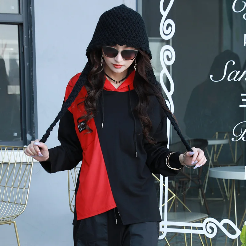 Толстовка Max LuLu Женская в стиле пэчворк модный брендовый Свободный свитшот с