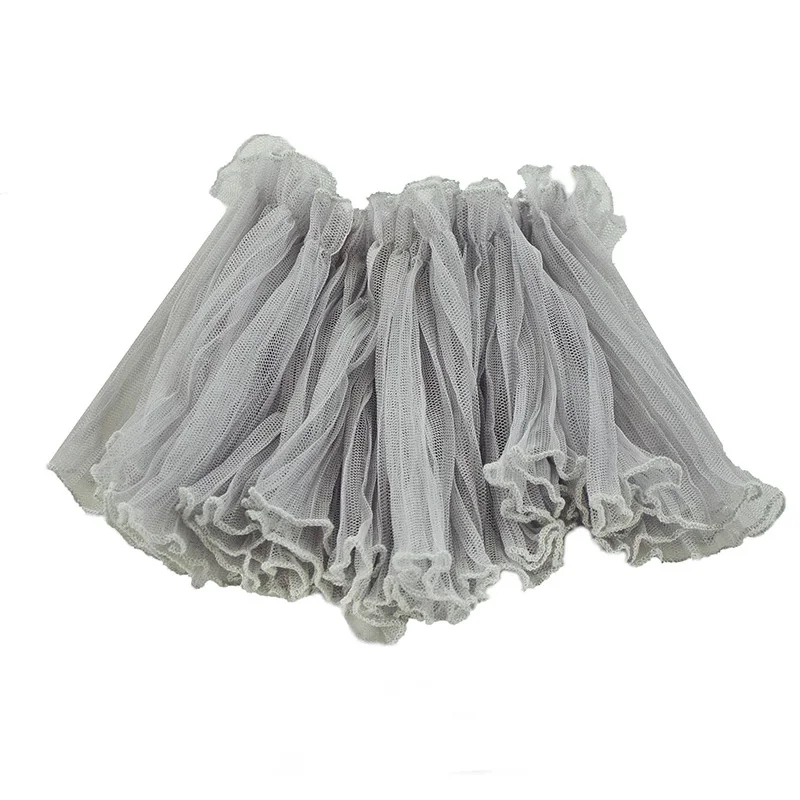 Кружевная лента 1 м 15 см серая гипюровая эластичная плиссированная кружевная