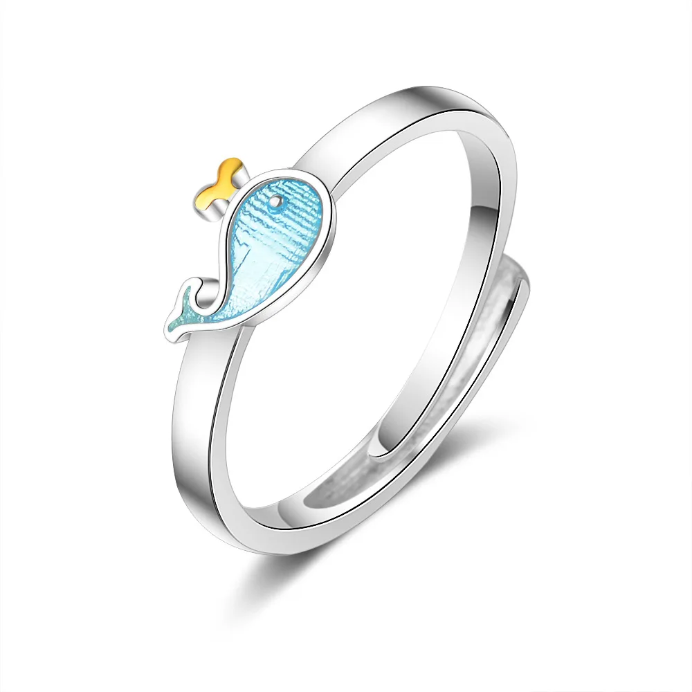 Модное коктейльное кольцо наивысшего качества с голубыми дельфинами размер для