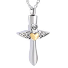 K9712 ангельские крылья сердце крест урна ожерелье для праха подвеска памятный кулон для праха Кристалл Keepsake кремация ювелирные изделия для женщин и мужчин