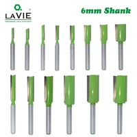 lavie 1pc 6mm shank straight bit tungsten carbide single double flute router bit wood milling cutter for woodwork tool mc06020
