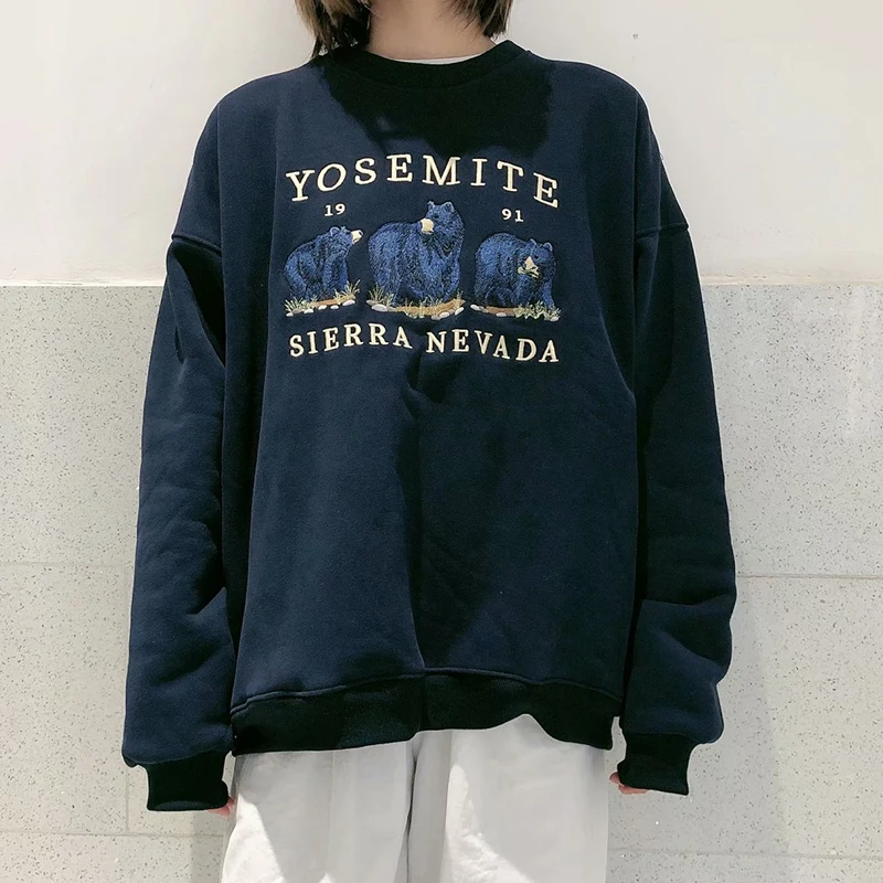 

Толстовки унисекс с вышивкой для девочек, весна-осень 2021, модные женские свободные хлопковые пуловеры, винтажные шикарные женские пуловеры