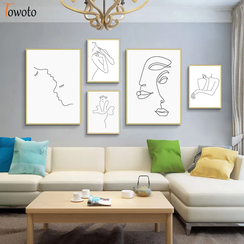 Плакат для рисования линий в минималистском стиле черно белое настенное