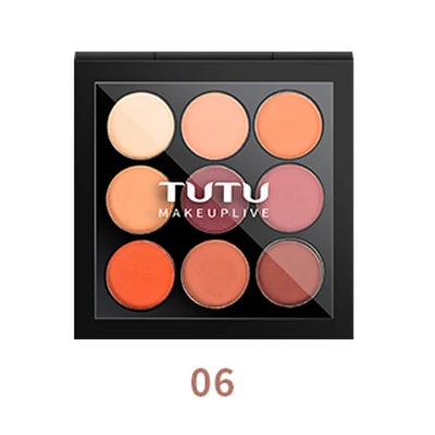 06 TUTU, новинка, персиковые матовые тени для век, палитра для пигментов, тени для век, корейская косметика, макияж, 9 цветов, обнаженные блестящие тени, палитра для макияжа - Цвет: 06