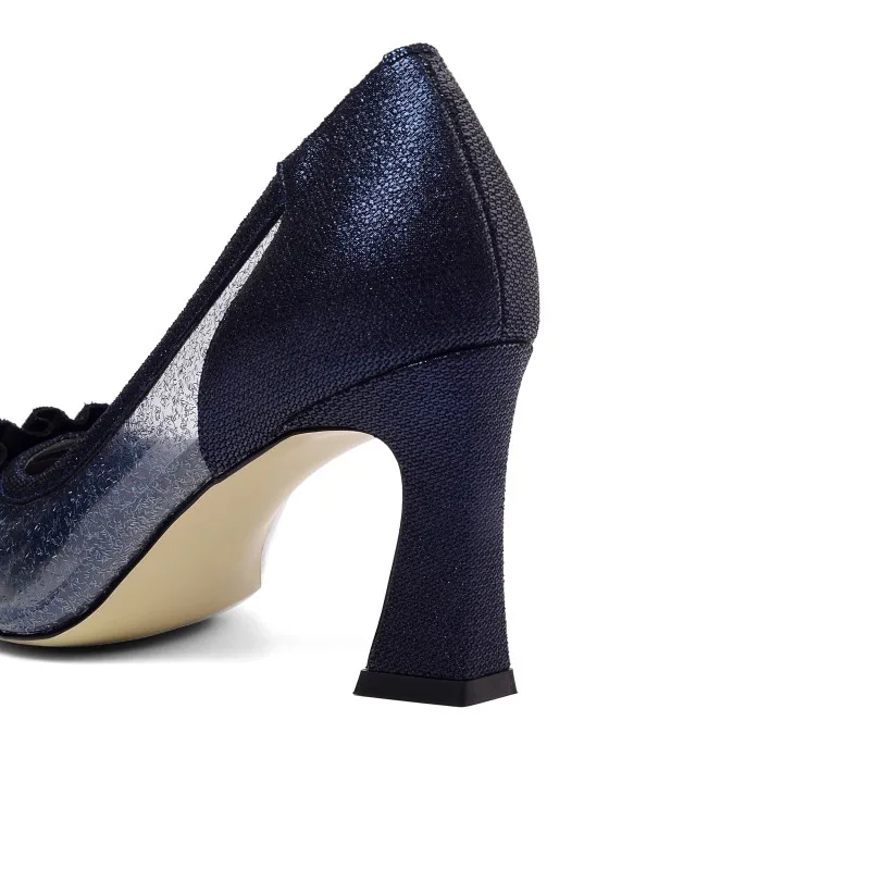 Женские туфли лодочки на высоком каблуке прозрачные боковые с бантом бабочкой