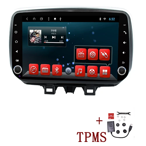 with External TPMS YAZH 1 Din Авторадио gps для hyundai Tucson/Ix35 с Android 9,0 Восьмиядерный ОЗУ 2 Гб ПЗУ 32 ГБ/10,1 дюймов дисплей - Цвет: with External TPMS