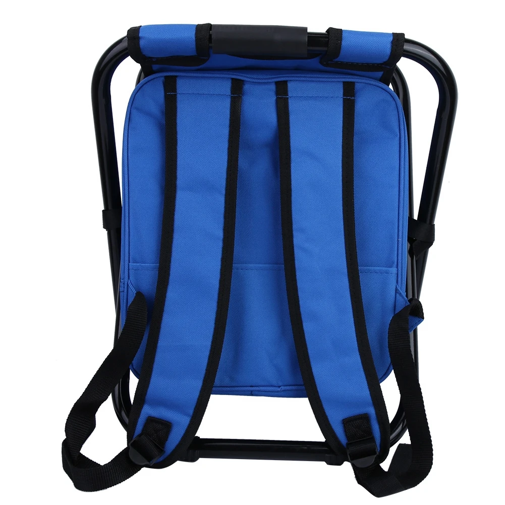 Satin Al Folding Portable Chair Stool With Insulatation Cooler Bag For Fishing Camping Beach Outdoor Portable Picnic Folding Chair_blue