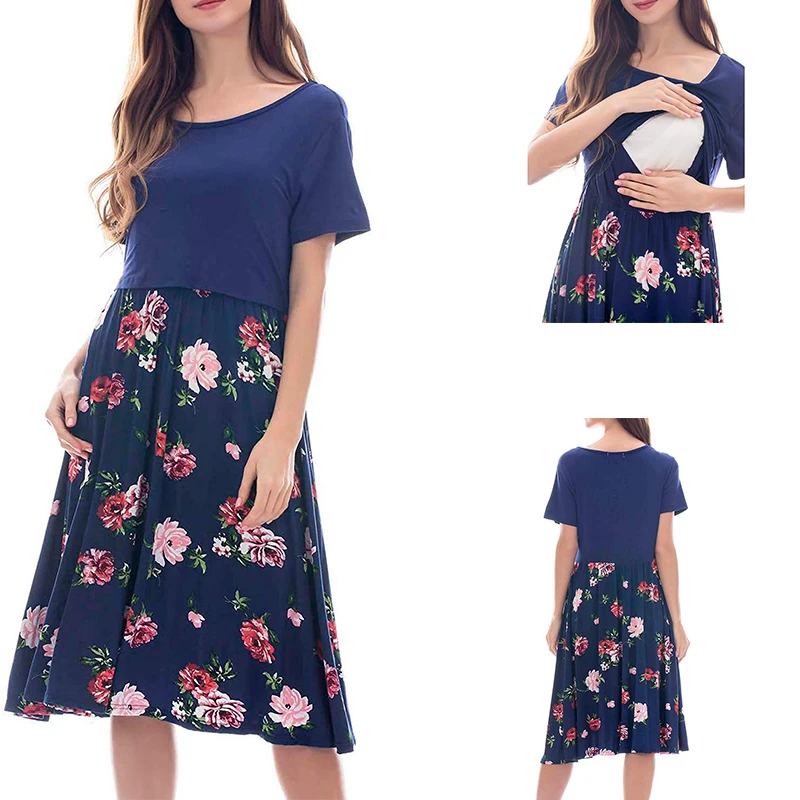 ENXI/платье для грудного вскармливания однотонные платья с цветочным принтом в