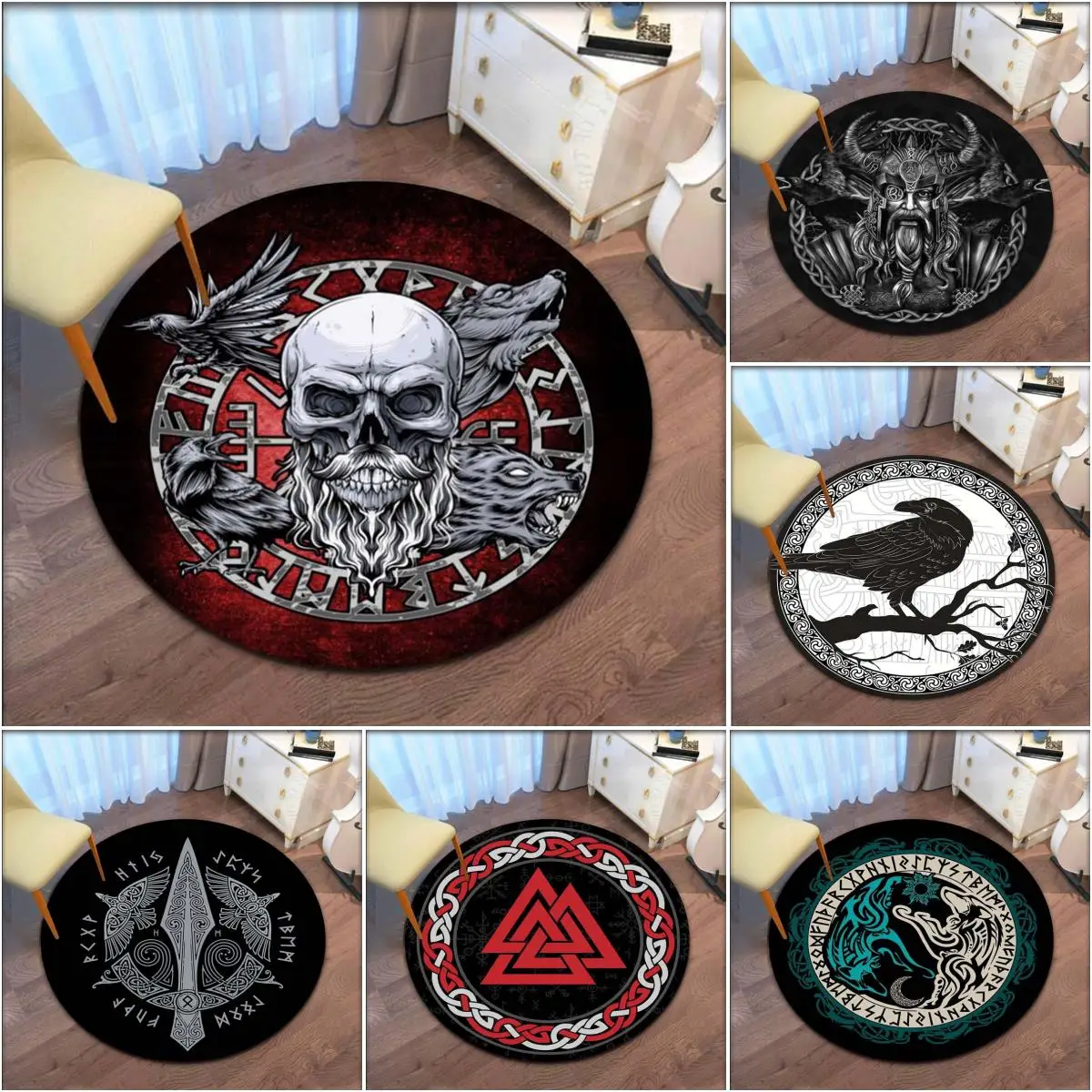 Нескользящий коврик Vikings круглый ковер прочный нескользящий напольный