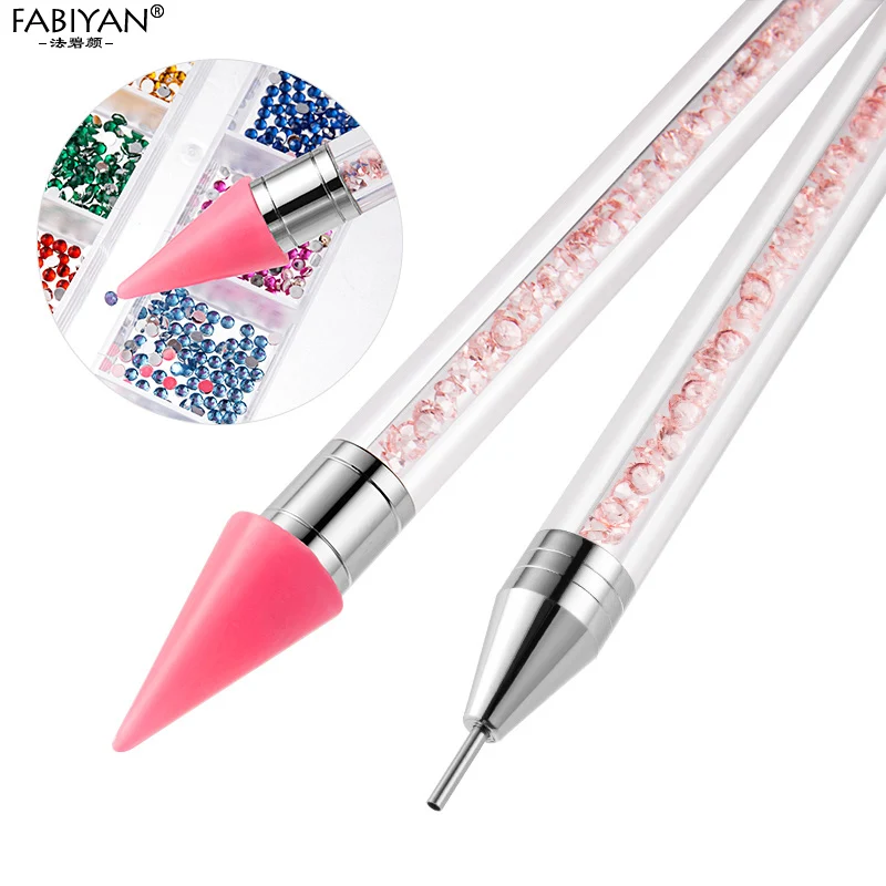 Двусторонняя самоклеящаяся ручка Стразы для дизайна ногтей кисточка нанесения