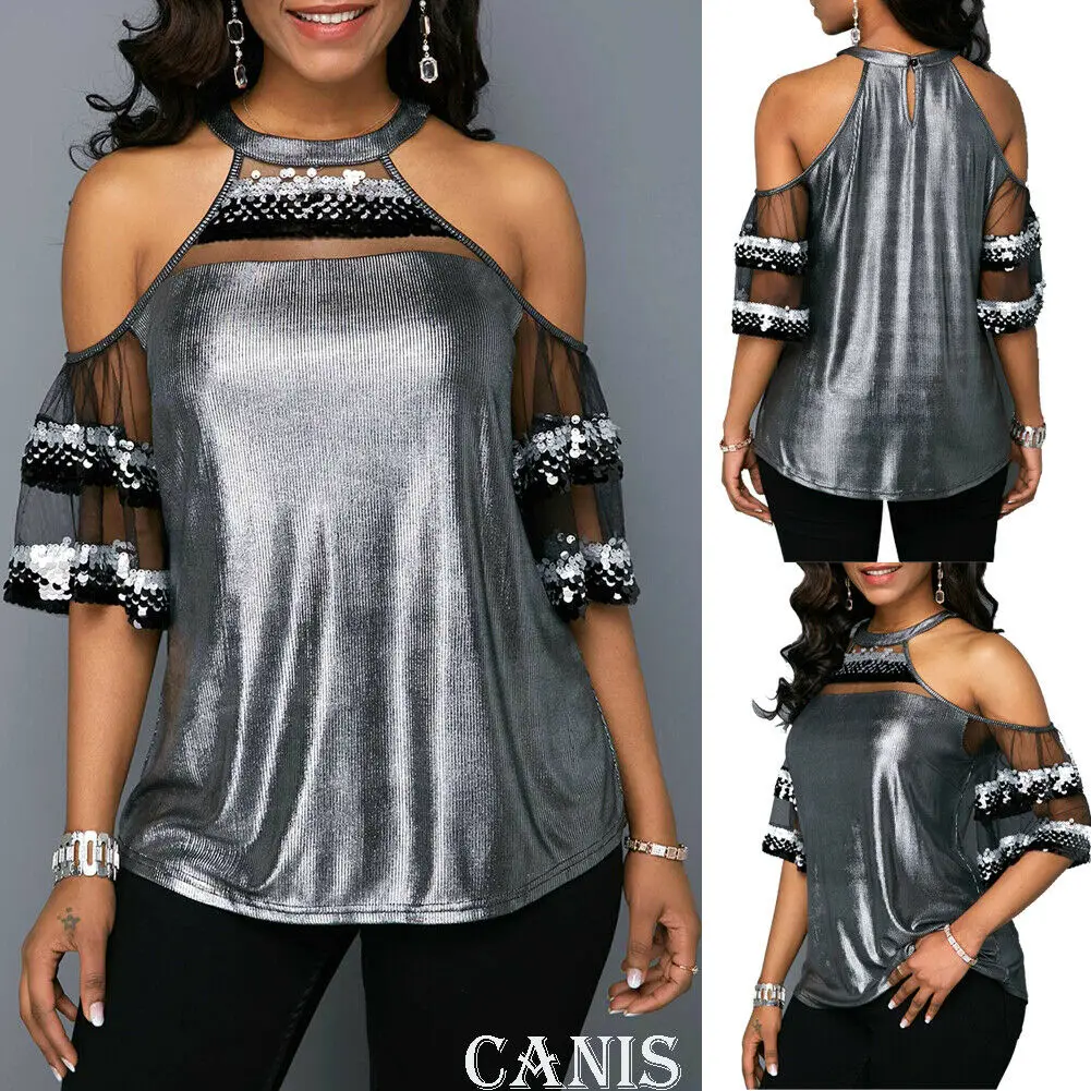 Летняя крутая женская блузка с открытыми плечами и коротким рукавом