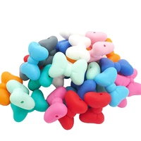 chenkai 20pcs bpa free loose silicone bowknot beads diy baby pacifier dummy teether nursing sensory bow tie jewelry toy