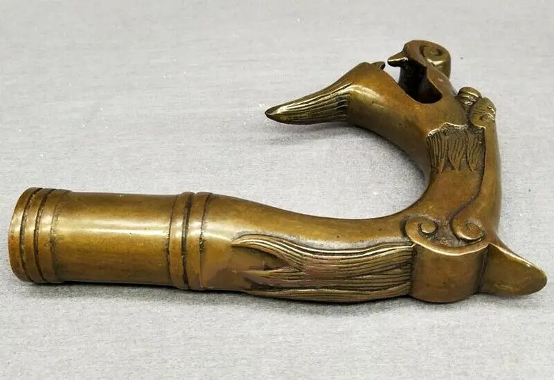 

Brass Carved Chinese Dragon Statue Cane Walking Stick Head