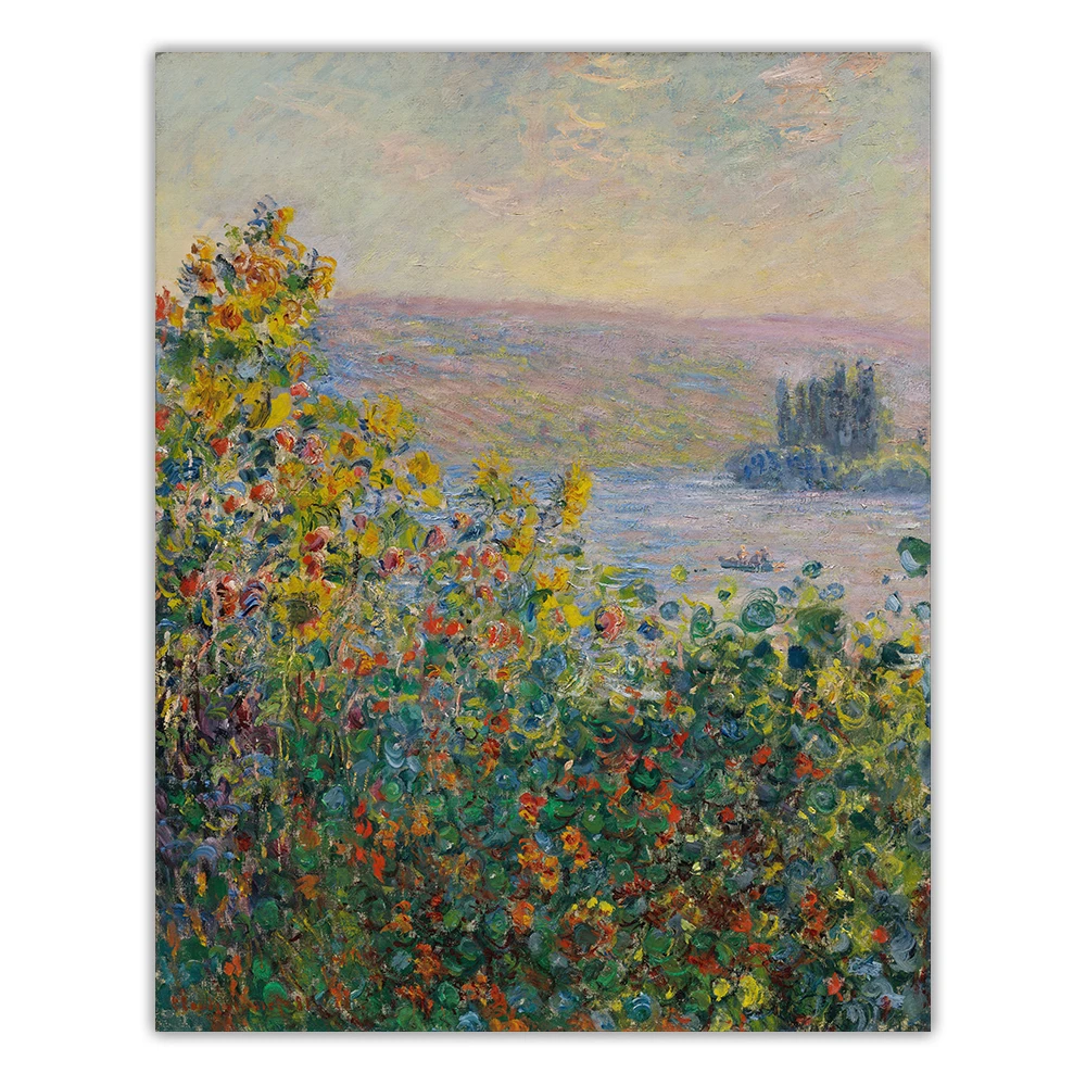 Цитон Клода монета Flowers цветы кровати в Vetheuil Canvas холст искусство Масляная