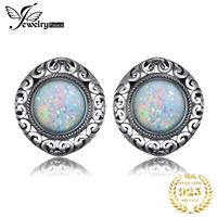 jewelrypalace vintage 2 5ct cabochon created opal 925 sterling silver stud earrings for women hollow heart gemstone earrings