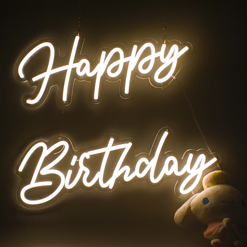 

Custom Sign 56x40cm Neon Happy Birthday Led Transparent Acrylic Oh Baby Neon Sign Light Led Light Party Wedding Decoration