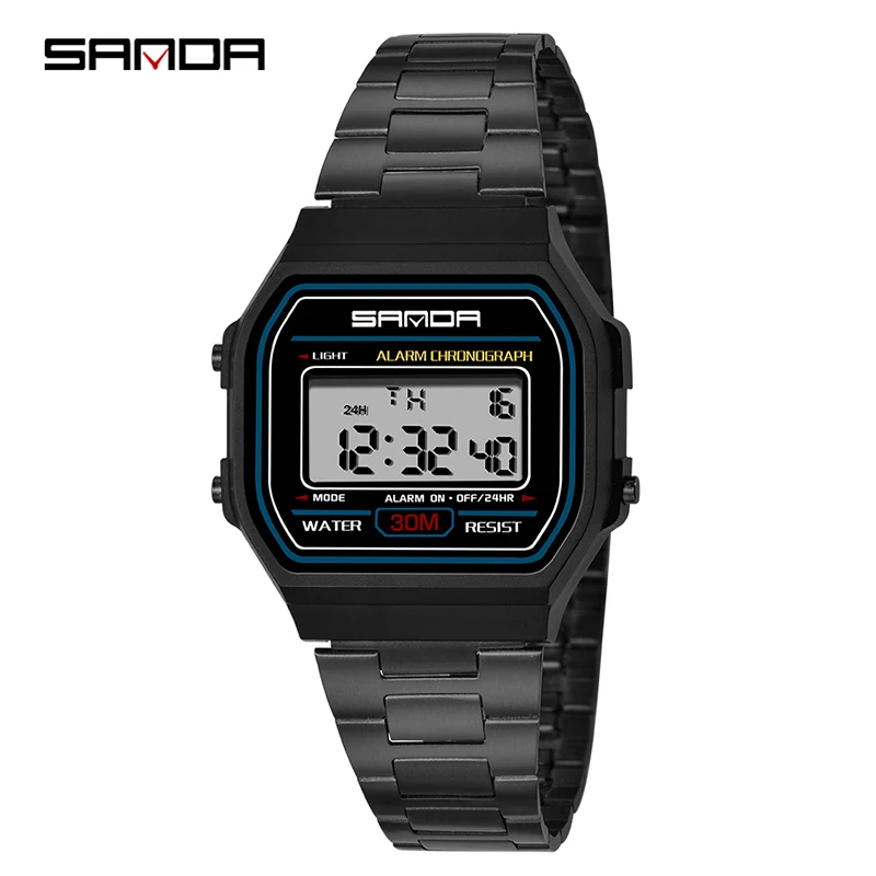 Часы наручные SANDA мужские светодиодные брендовые роскошные Цифровые модные