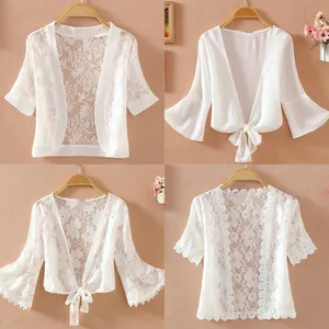 Женская рубашка, модный пикантный белый кружевной кардиган с V-образным вырезом, женские красивые блузки, элегантные женские топы и блузки