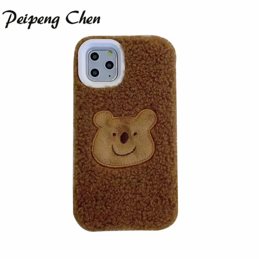 PEIPENG плюшевый теплый чехол для телефона с медведем Apple iphone XS Max XR X 11 Pro 6 6S 7 8 Plus