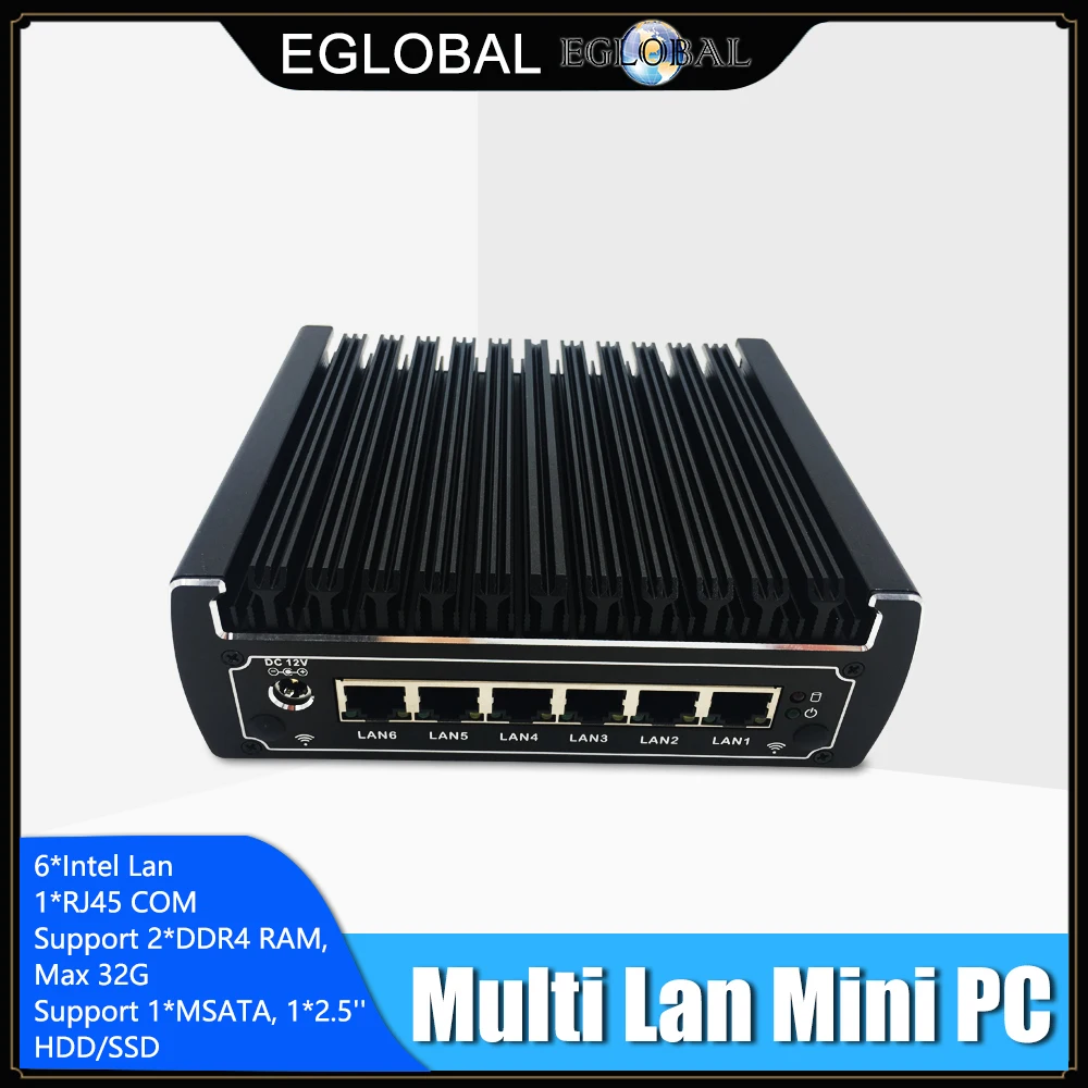 

Core i5 7200U i3 7100U Fanless Pfsense Mini PC 6*Intel Gigabit Lans Win10 Linux AES-NI Firewall Network Router DHCP VPN Server