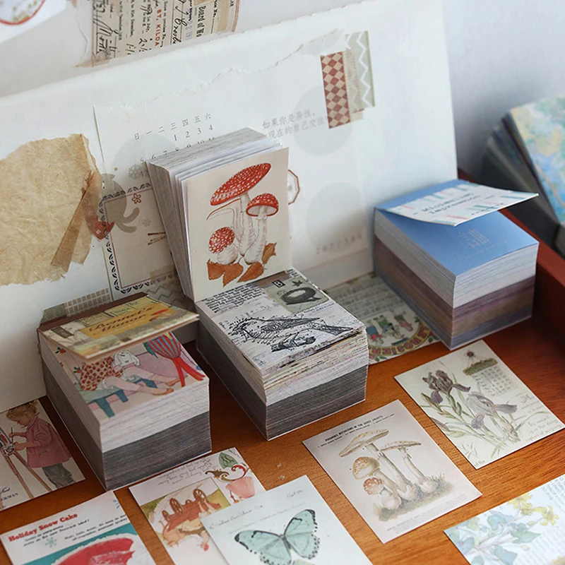 

Creative Vintage Plant Illustrated Material Paper Plants Flowers Memo Pads Insect Mushroom Paper Loose Leaf Paper Notes
