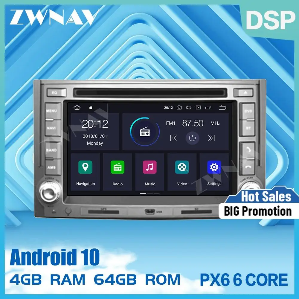 Автомобильный dvd плеер PX6 4 + 64 дюйма Android 10 0 для Hyundai H1 Grand Royale I800 2007 автомагнитола с
