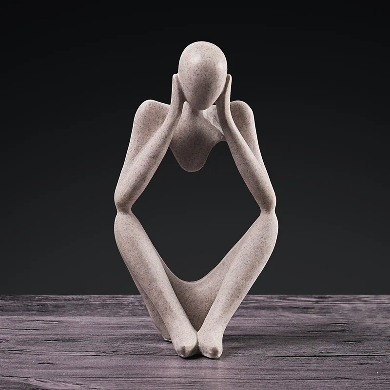 

Modern European Style Resin Thinker Statue for Decoration Simple Sculpture Porch Wine Cabinet Hotel Office Ornaments Home Decor